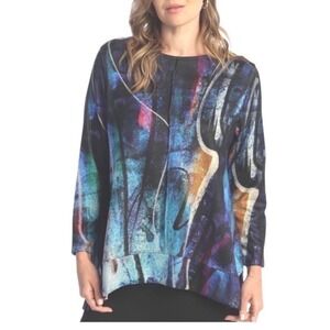 Jess & Jane Small  "Eclipse" Tunic Top brushed polyester Made in USA NWT